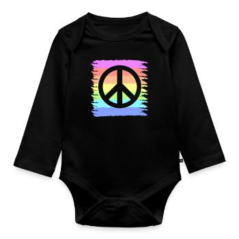 Hippie | Peace Sign Hippies Love Gift Ideas - Organic Longsleeve Baby Bodysuit - black - Front