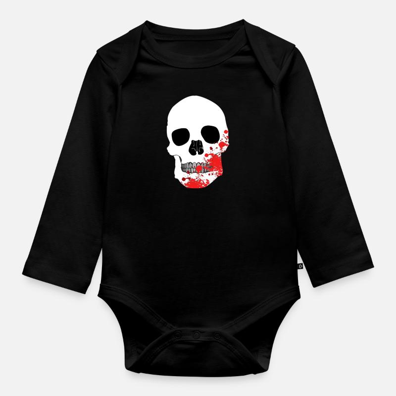 crâne de sang - Body Bébé bio manches longues - noir