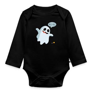 Halloween fantôme fantôme bonbons enfant - Body Bébé bio manches longues - noir - Devant