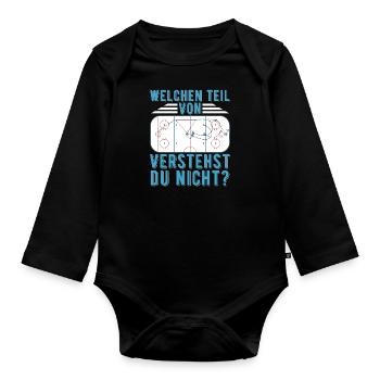 Eishockey | Eishockey Spieler Sport Geschenkideen - Baby Bio-Langarm-Body - Schwarz - Vorne