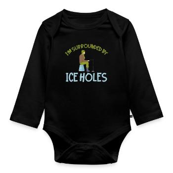 Pêche sur glace pêche sur la pêche pêcheur sur glace - Body Bébé bio manches longues - noir - Devant