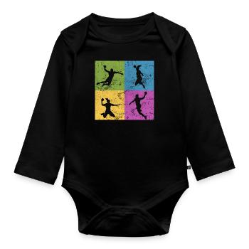 HANDBALL handball sport - Body Bébé bio manches longues - noir - Devant