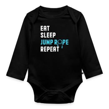 Manger le sommeil répète la corde - Body Bébé bio manches longues - noir - Devant