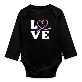 LOVE Jump rope - Baby Bio-Langarm-Body - Schwarz - Vorne