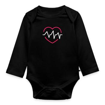 Herz Frequenz Medizin Arzt Sanitäter Pfleger - Baby Bio-Langarm-Body - Schwarz - Vorne