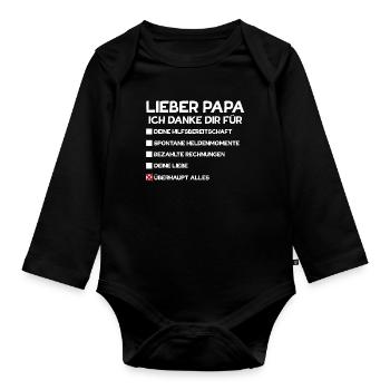 Dear Dad thank you for everything - Organic Longsleeve Baby Bodysuit - black - Front