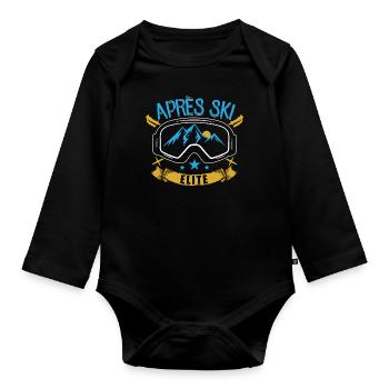 Apre Ski Elite | Snowboard Ski Skiing Gifts - Organic Longsleeve Baby Bodysuit - black - Front