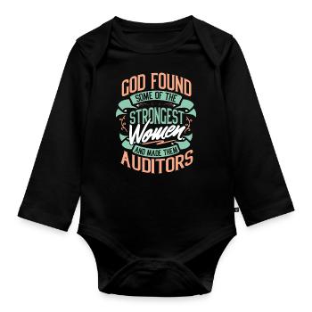 Idée de cadeau femme forte profession auditeur - Body Bébé bio manches longues - noir - Devant