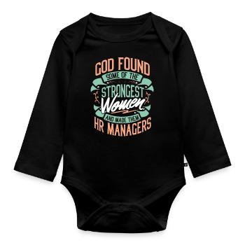 Strong Woman HR Managers Profession Gift Idea - Organic Longsleeve Baby Bodysuit - black - Front