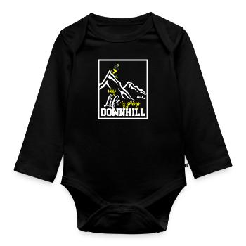 Ski alpin ski montagne sports d'hiver - Body Bébé bio manches longues - noir - Devant