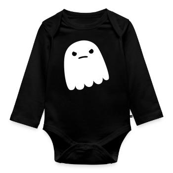 Very unhappy ghost (angry Ghost) - Organic Longsleeve Baby Bodysuit - black - Front
