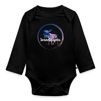 Scandinavia saying - Organic Longsleeve Baby Bodysuit - black - Front
