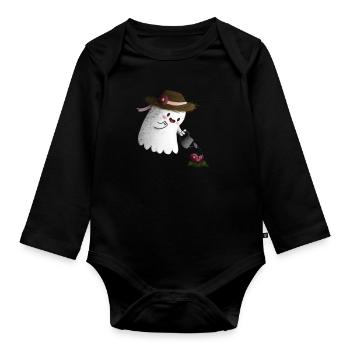 Cute Ghost - Body Bébé bio manches longues - noir - Devant