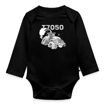 0846 NH T7050 gray - Organic Longsleeve Baby Bodysuit - black - Front