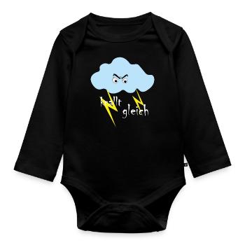die lustige Gewitter Wolke - Baby Bio-Langarm-Body - Schwarz - Vorne