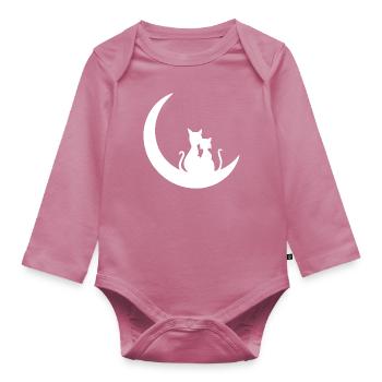 mooncats w - Organic Longsleeve Baby Bodysuit - mauve - Front