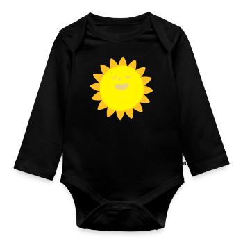 Un soleil heureux - Body Bébé bio manches longues - noir - Devant