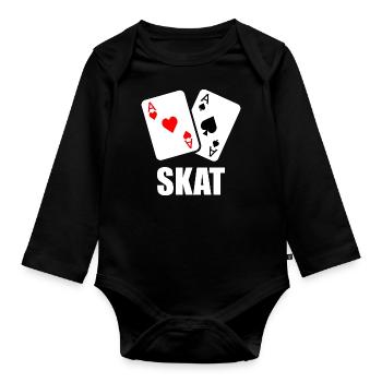 Skat joueurs de cartes - Skat Hobby - Body Bébé bio manches longues - noir - Devant
