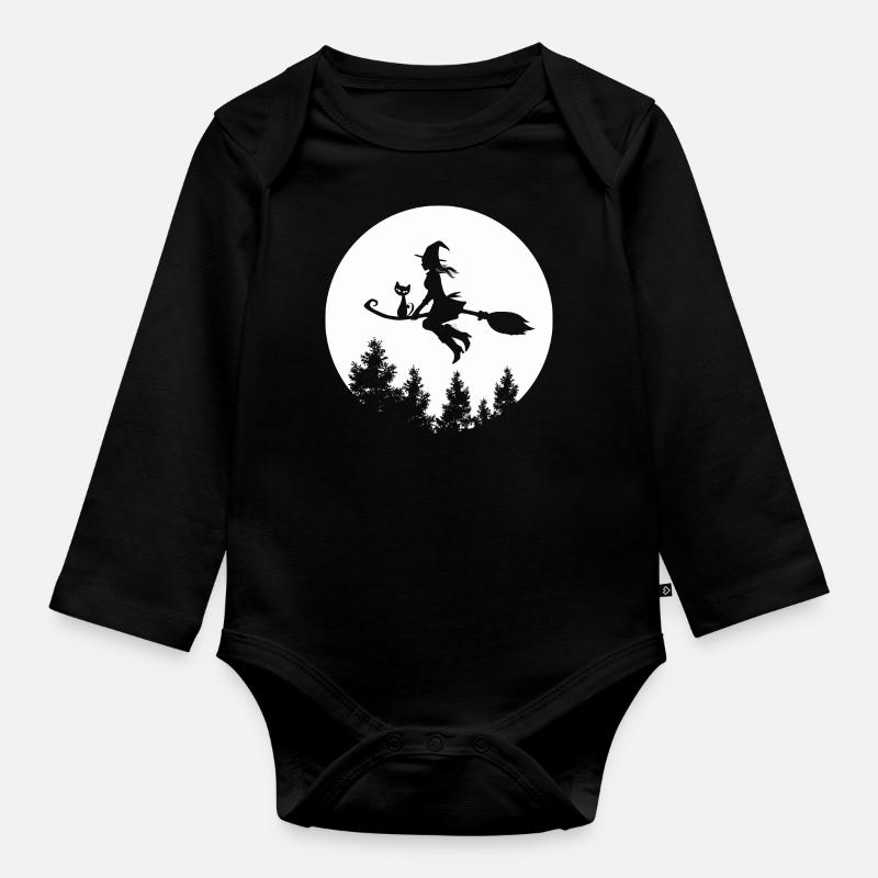 Fliegende Hexe - Baby Bio-Langarm-Body - Schwarz