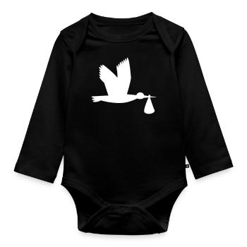 Storch - Baby Bio-Langarm-Body - Schwarz - Vorne