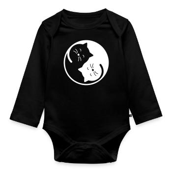 cat - Organic Longsleeve Baby Bodysuit - black - Front