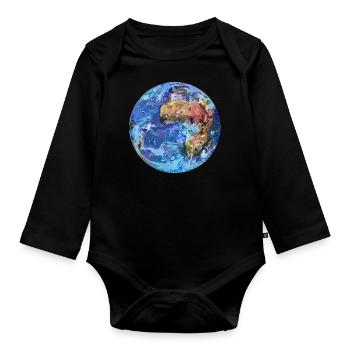 Planet Erde - Baby Bio-Langarm-Body - Schwarz - Vorne
