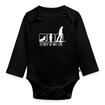 Skiers | Ski Skis Ski Holiday Skiing Gift - Organic Longsleeve Baby Bodysuit - black - Front