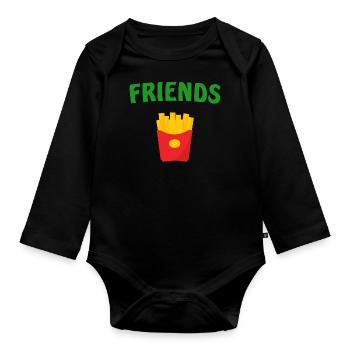 Best Friends Burger & Fries Fries Fries Fries - Organic Longsleeve Baby Bodysuit - black - Front
