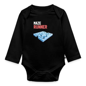 MAZE Labyrinth RUNNER race 2 jog parkour - Body Bébé bio manches longues - noir - Devant