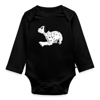 Chien chiot dalmatien - Body Bébé bio manches longues - noir - Devant
