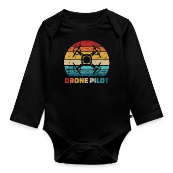 Drone - Baby Bio-Langarm-Body - Schwarz - Vorne