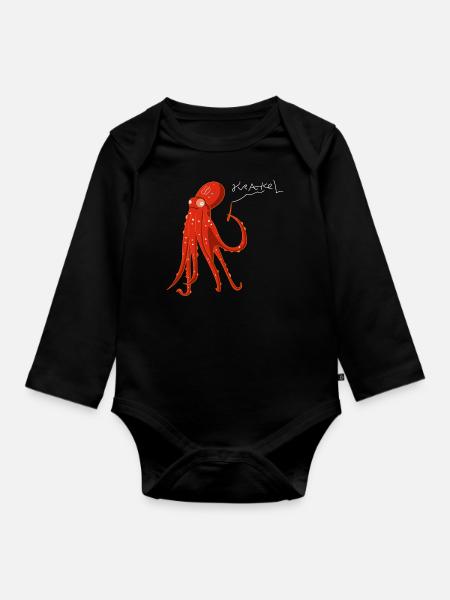 Krake krakelt (b) - Baby Bio-Langarm-Body - Schwarz