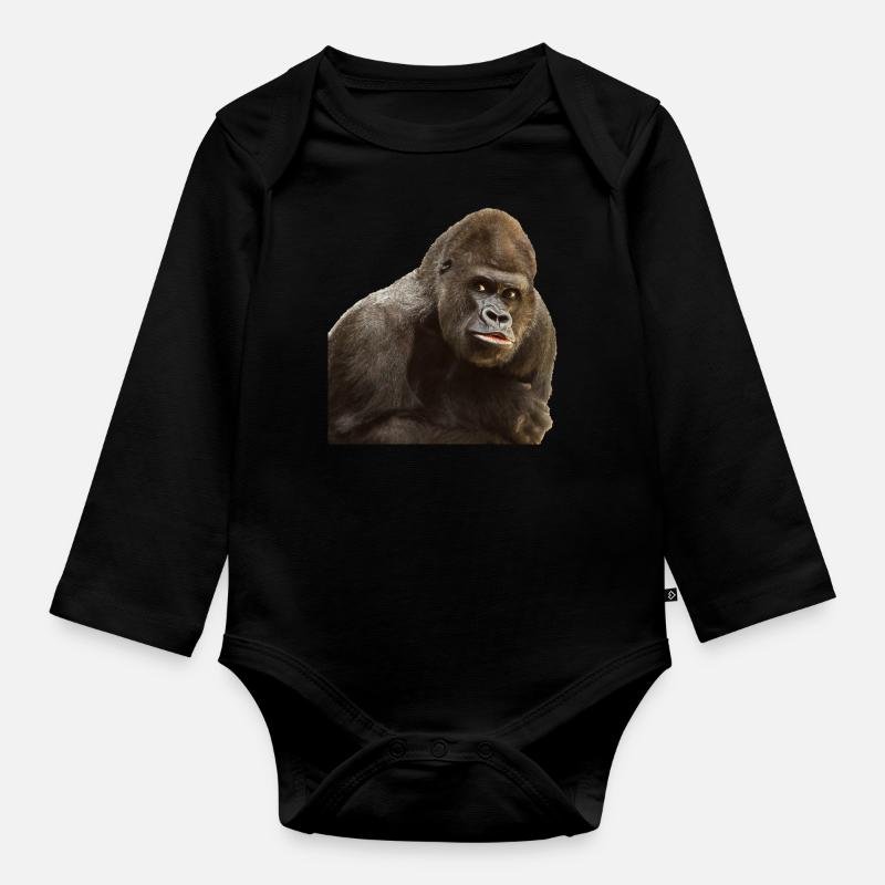 gorilla - Organic Longsleeve Baby Bodysuit - black