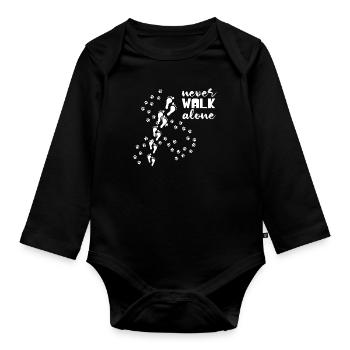 Never Walk Alone Dog Lover Shirt - Baby Bio-Langarm-Body - Schwarz - Vorne