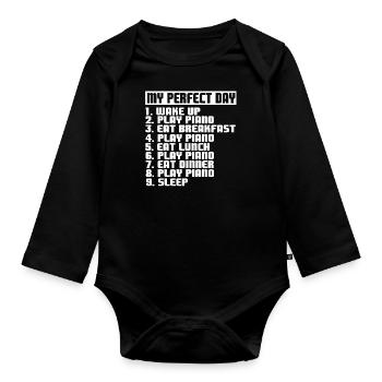 piano - Organic Longsleeve Baby Bodysuit - black - Front