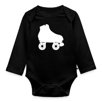 roller skating roller skate motif 3 - Organic Longsleeve Baby Bodysuit - black - Front