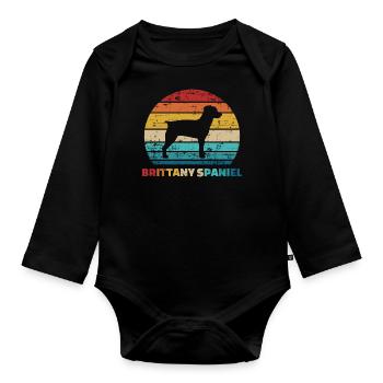 Brittany Spaniel - Organic Longsleeve Baby Bodysuit - black - Front