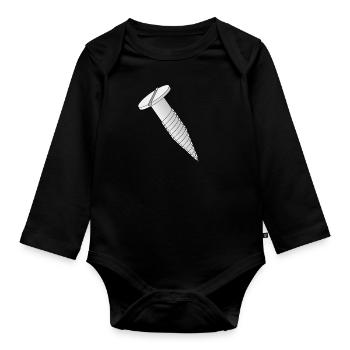 Slotted screw - Organic Longsleeve Baby Bodysuit - black - Front