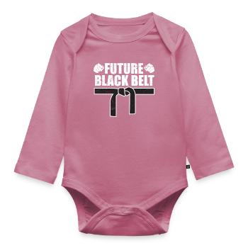 Future Black Belt Martial Arts Lustiges Geschenk - Baby Bio-Langarm-Body - Mauve - Vorne