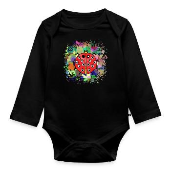 Ladybug - Organic Longsleeve Baby Bodysuit - black - Front