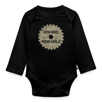 ich und mein holz - Baby Bio-Langarm-Body - Schwarz - Vorne
