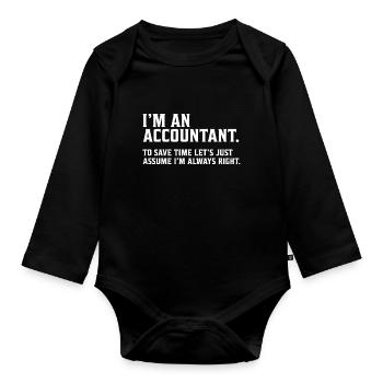 Je suis un comptable comptable conseiller financier cadeau - Body Bébé bio manches longues - noir - Devant