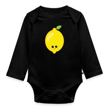 Zitrone - Baby Bio-Langarm-Body - Schwarz - Vorne