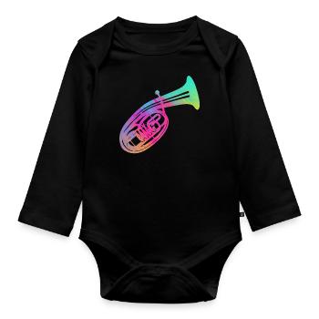 Instrument de musique à vent corne ténor cor ténor joueur corne - Body Bébé bio manches longues - noir - Devant