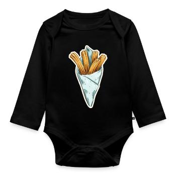 Sac de churros pâtisseries espagnoles Chères pâtisseries grasses - Body Bébé bio manches longues - noir - Devant