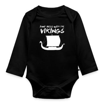 SUÈDE Ne plaisante pas avec les Vikings - Body Bébé bio manches longues - noir - Devant
