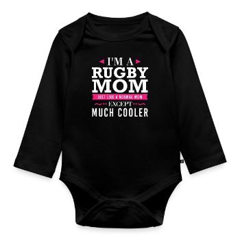 Je suis un rugby à XV comme une maman normale sauf beaucoup - Body Bébé bio manches longues - noir - Devant