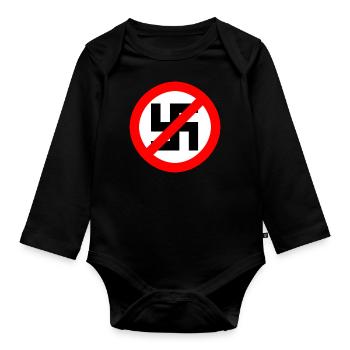 Contre les nazis - Body Bébé bio manches longues - noir - Devant