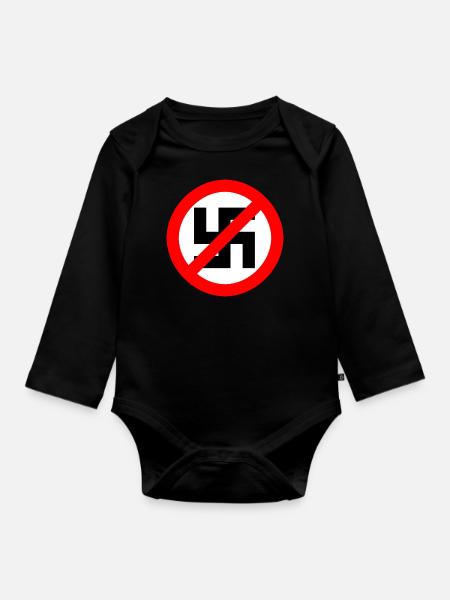 Gegen Nazis - Baby Bio-Langarm-Body - Schwarz