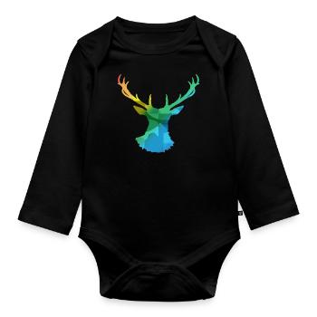 Hirsch - Baby Bio-Langarm-Body - Schwarz - Vorne